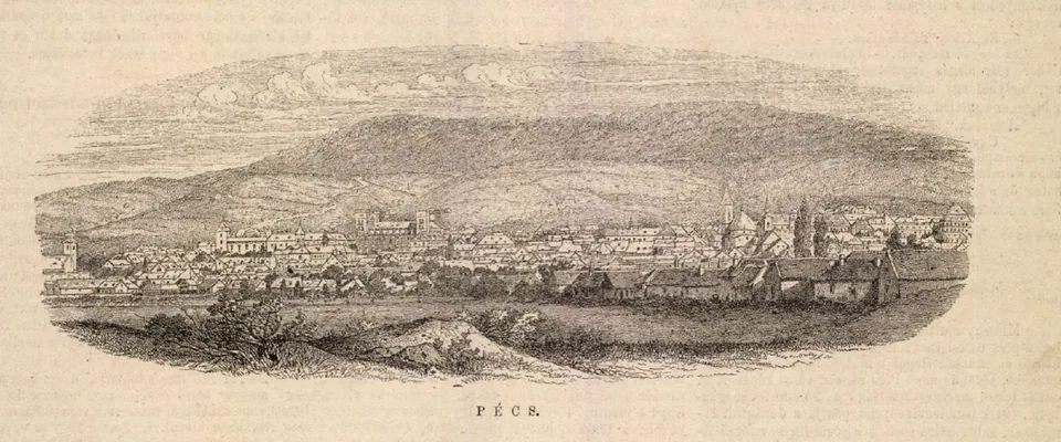 Pécs látképe 1868 körül