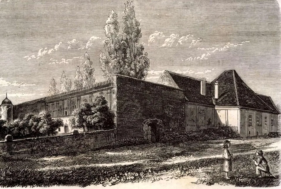 A pécsváradi kolostor egy 1866 körül készült grafikán
