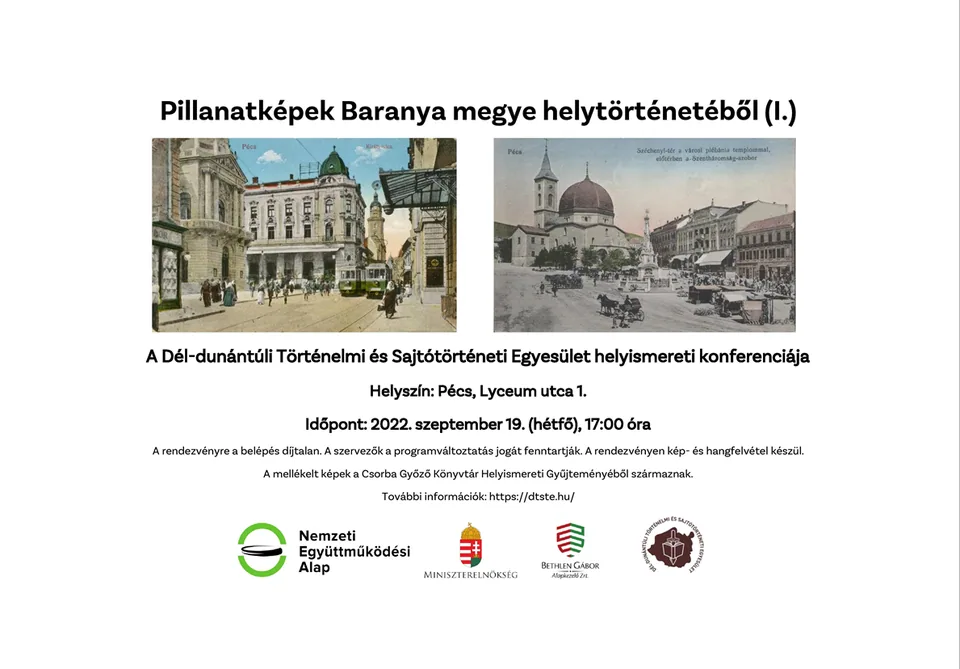Pillanatképek Baranya megye helytörténetéből (I.) – programfüzet