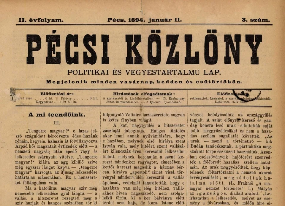 Pap Dávid Zoltán: A Pécsi Közlöny (1893–1903) szerzői és újságírói – konferencia-előadás absztraktja