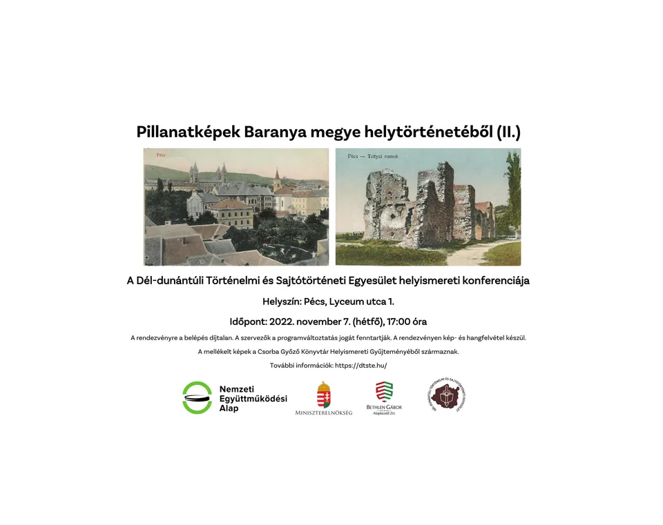 Pillanatképek Baranya megye helytörténetéből (II.) - programfüzet