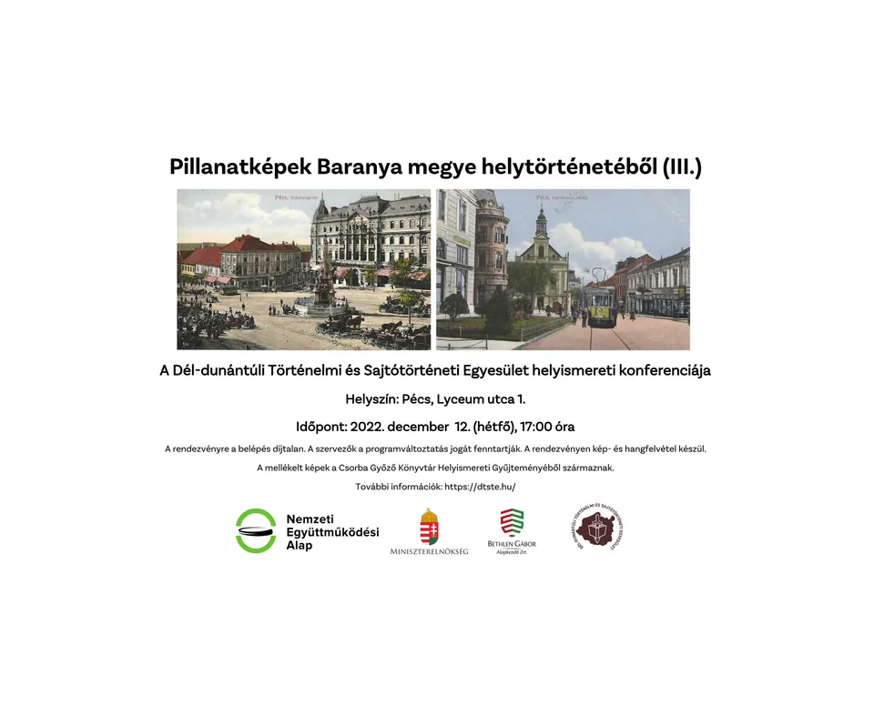 Pillanatképek Baranya megye helytörténetéből (III.) - programfüzet