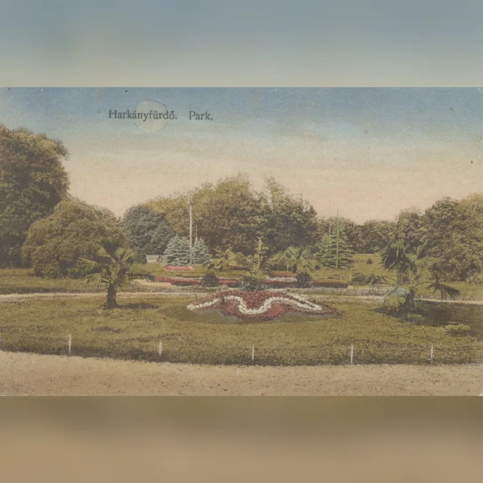 A harkányi gyógyfürdő parkja az 1920-as években