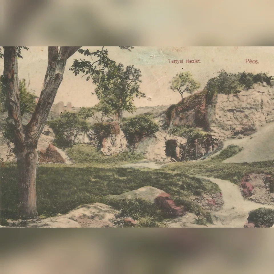 A Tettye látképe egy 1908 körül készült képeslapon