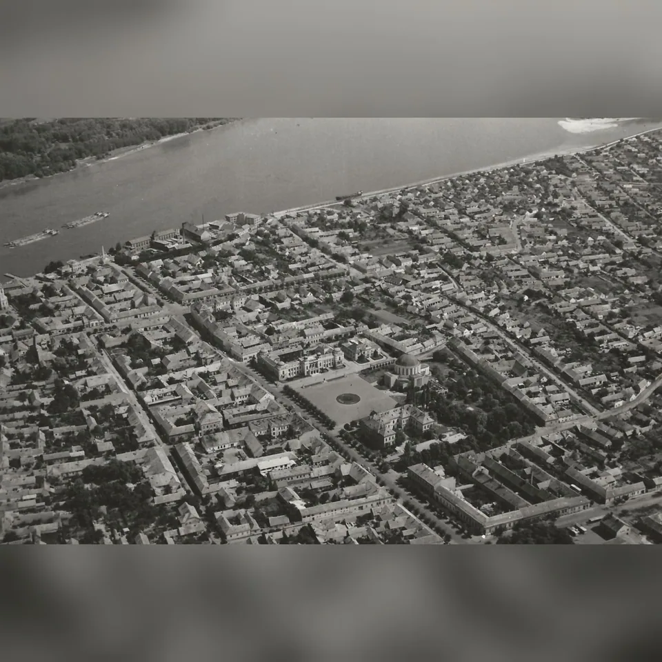 Légi felvétel Mohácsról az 1960-as évekből