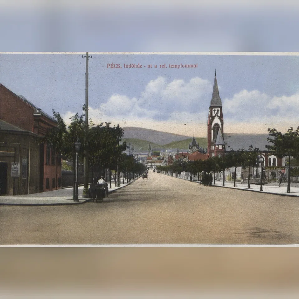 A pécsi Indóház (ma: Szabadság) utca 1900 körül