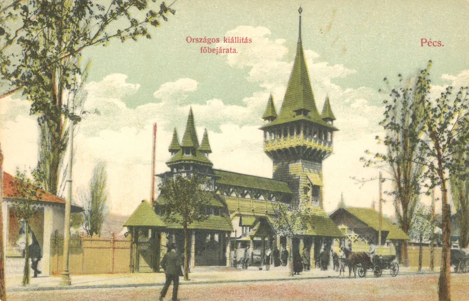 Az 1907-es pécsi Országos Ipar- és Mezőgazdasági Kiállítás főbejárata