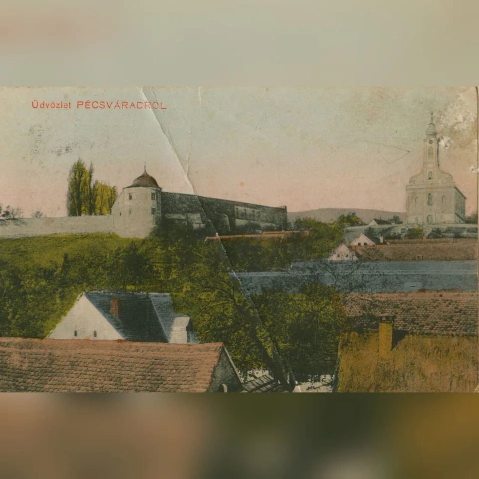 Pécsvárad látképe a várral az 1920-as évekből