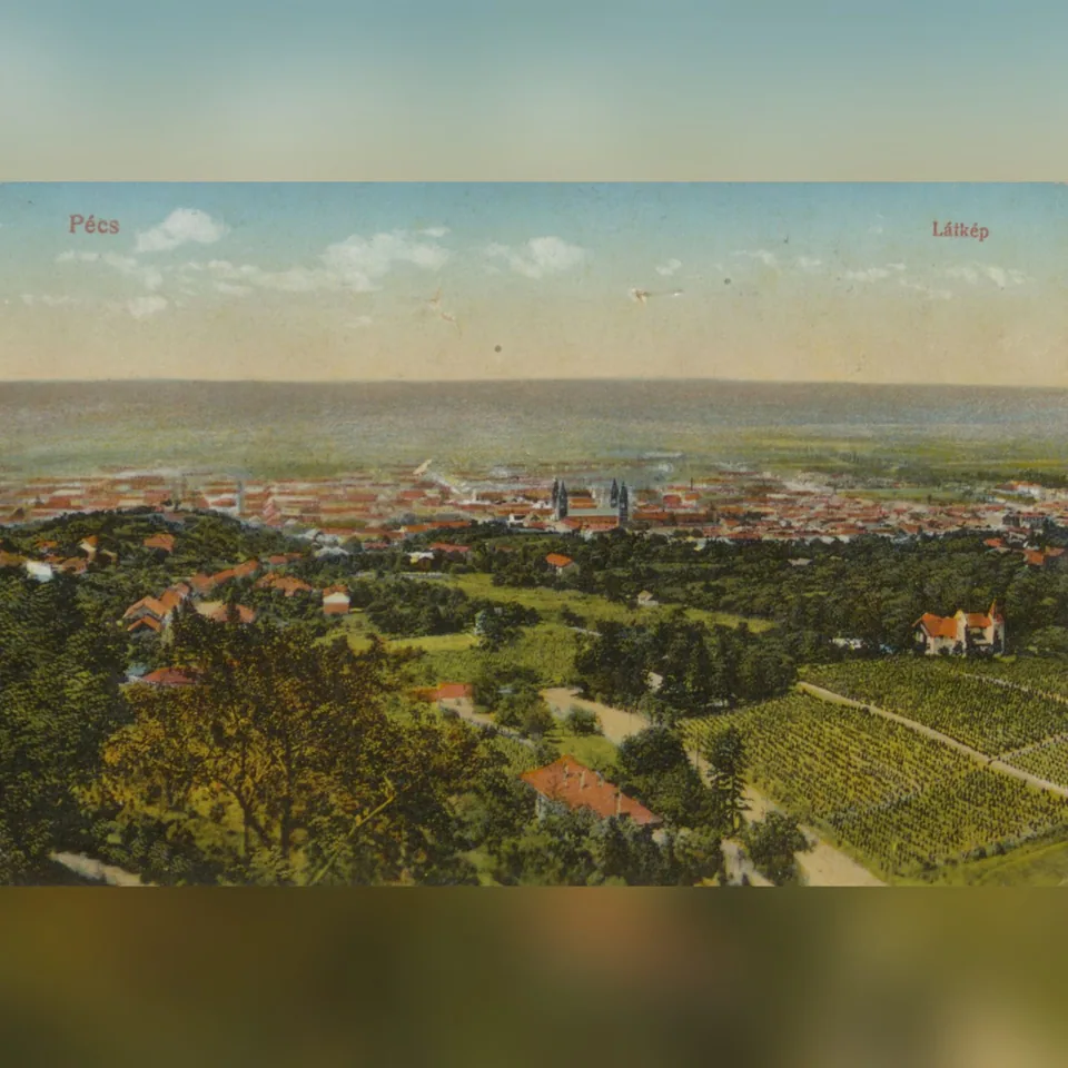 Pécs látképe a Mecsek felől nézve az első világháború előtti években