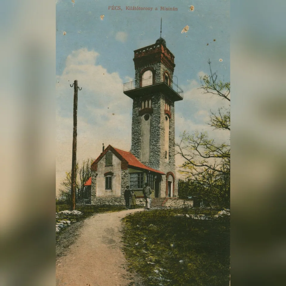 A kilátótorony (1916-tól Kiss József-kilátó) a Misinán az első világháború előtti években, korabeli képeslapon