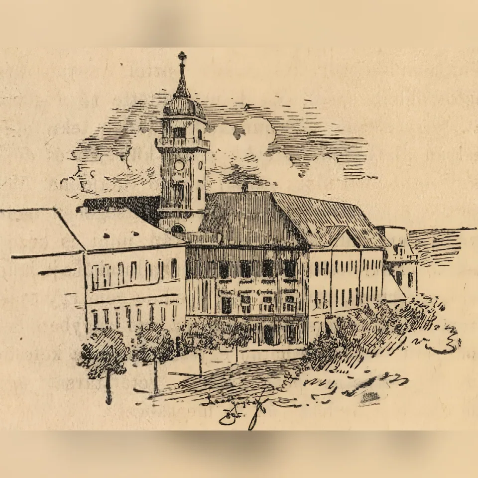 A régi pécsi városháza egy 1895-ben megjelent rajzon